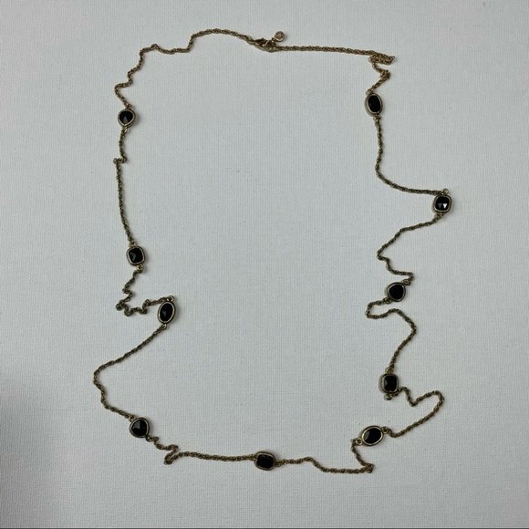 Monet Gold Tone Necklace with Black Fauceted Beads - Picture 2 of 7